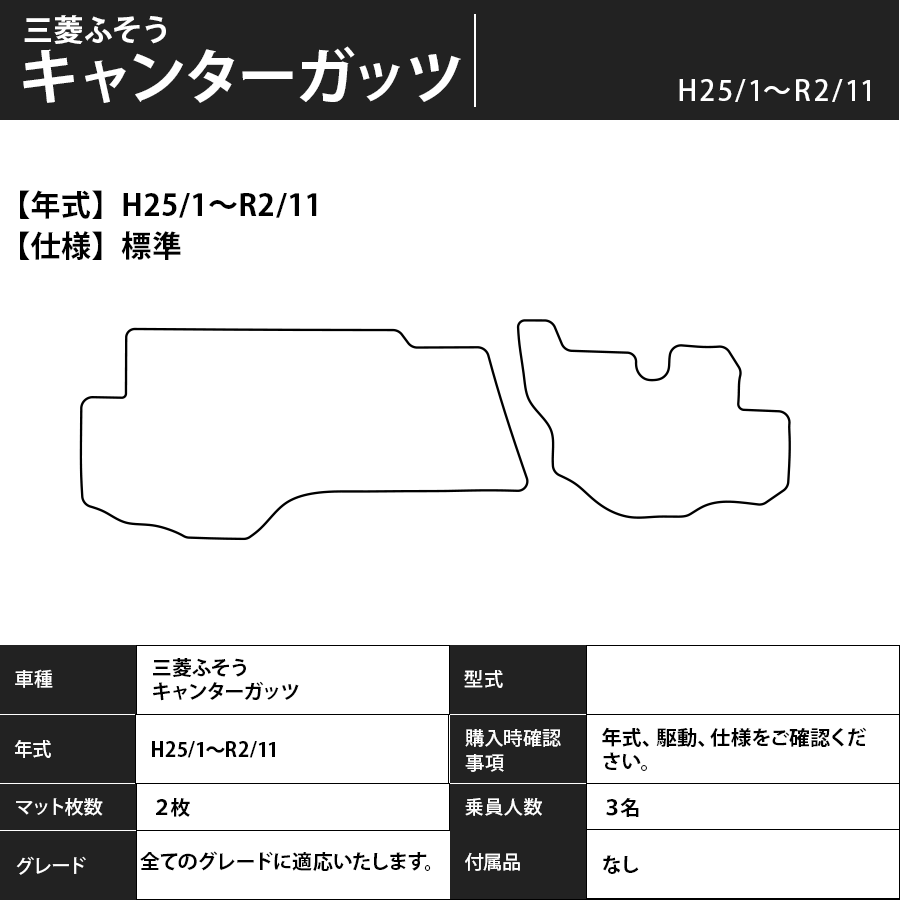 フロアマット　三菱ふそう　キャンターガッツ　H25/1～R2/11　カーマット　抗菌　抗ウイルス　消臭　エコノミータイプ