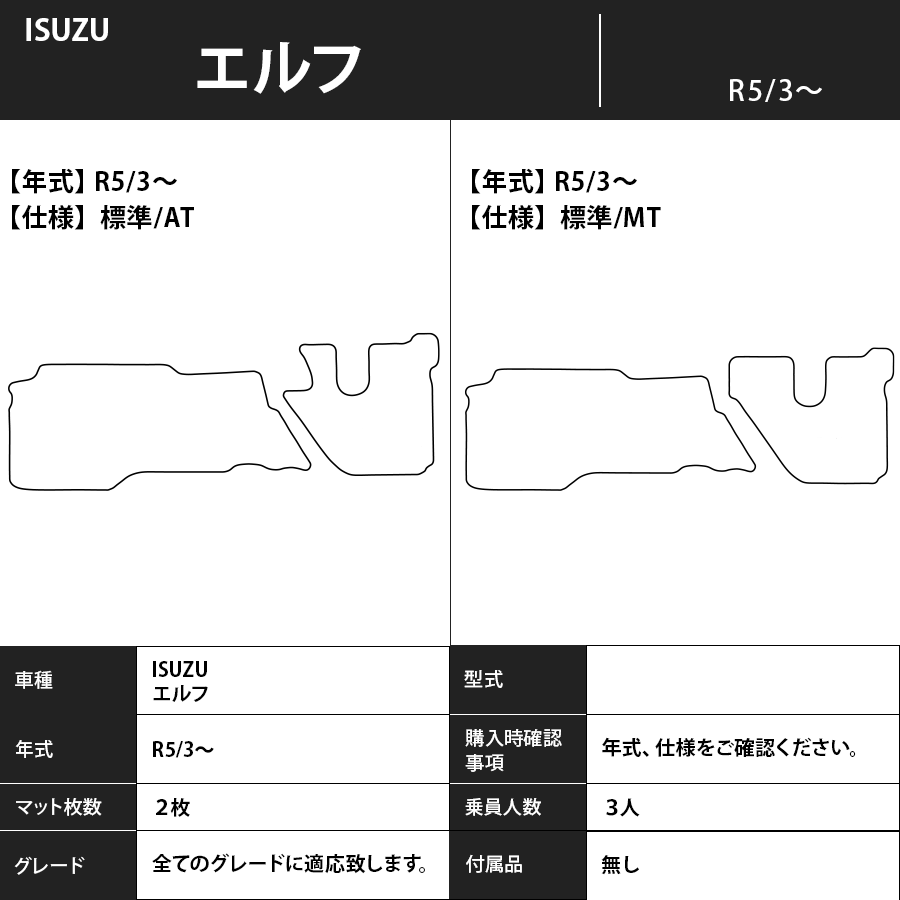 フロアマット ISUZU エルフ R5/3~ カーマット 抗菌 抗ウイルス 消臭 エコノミータイプ