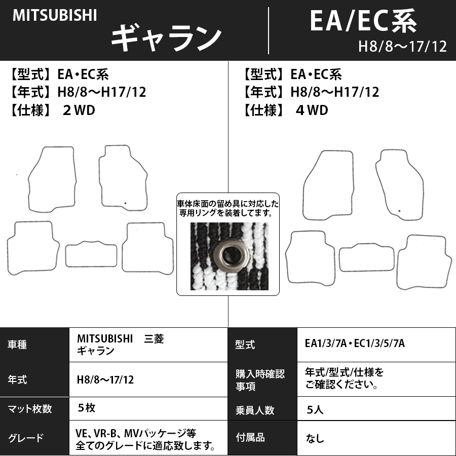 フロアマット　三菱　MITSUBISHI　ギャラン　EA1/3/7A・EC1/3/5/7A　H8/8～H17/12　カーマット　抗菌　抗ウイルス　消臭　プレミアムタイプ