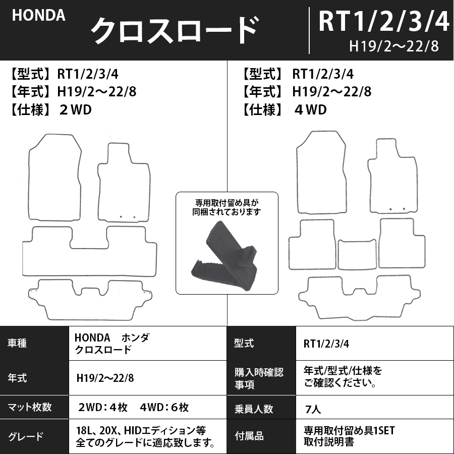 フロアマット　ホンダ　ＨＯＮＤＡ　クロスロード　ＲＴ1/2/3/4　H19/2～H22/8　カーマット　抗菌　抗ウイルス　消臭　エコノミータイプ