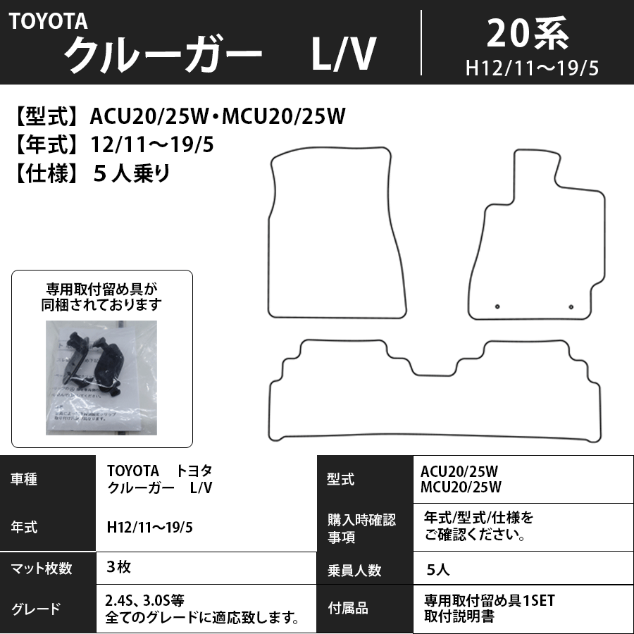 フロアマット トヨタ TOYOTA クルーガーL/V 20系 H12/11~H19/5 5人乗り カーマット 抗菌 抗ウイルス 消臭 スタンダードタイプ