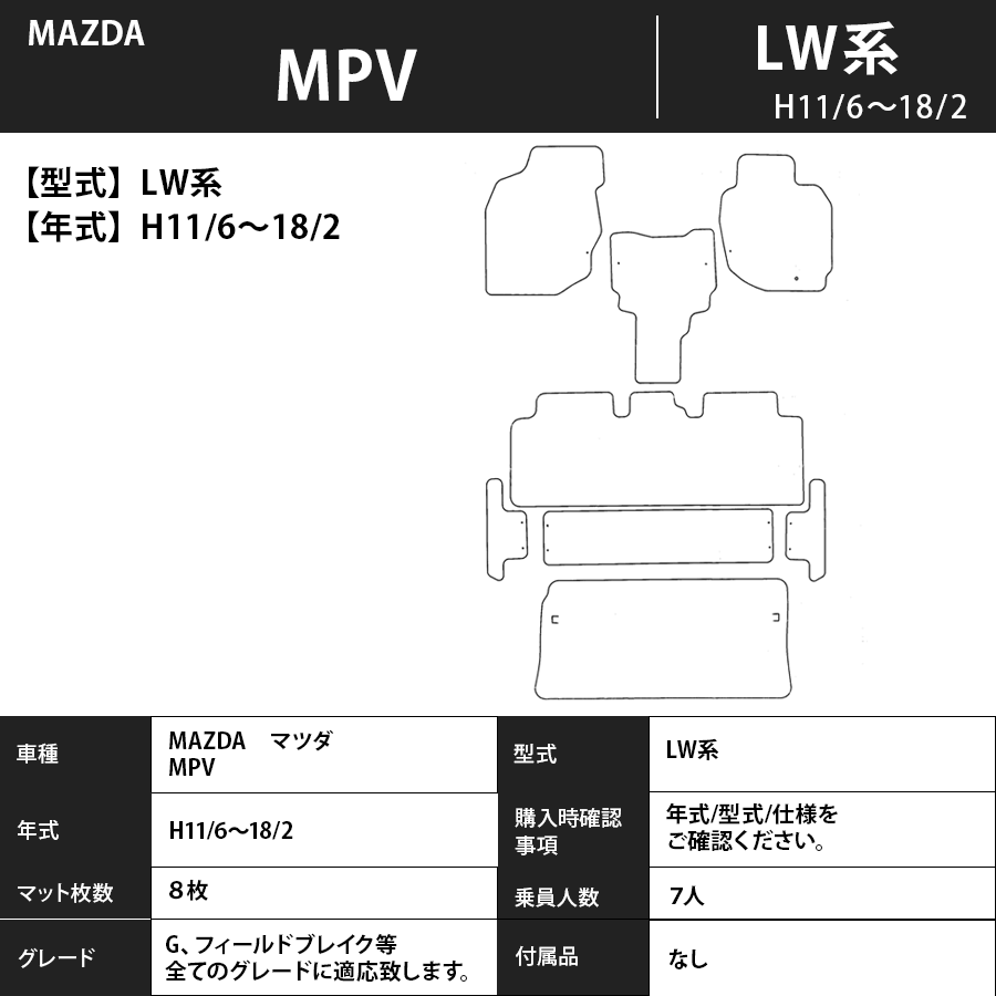 フロアマット　マツダ　MAZDA　ＭＰＶ　ＬW系　H11/6～H18/2　カーマット　抗菌　抗ウイルス　消臭　エコノミータイプ
