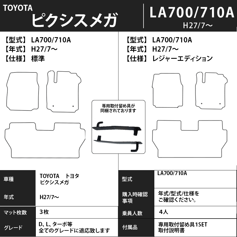 フロアマット トヨタ TOYOTA ピクシスメガ LA700/710A H27/7~ カーマット 抗菌 抗ウイルス 消臭 プレミアムタイプ