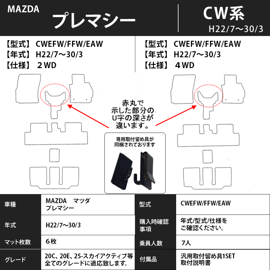 フロアマット マツダ MAZDA プレマシー CW系 H22/7~H30/3 カーマット 抗菌 抗ウイルス 消臭 エコノミータイプ