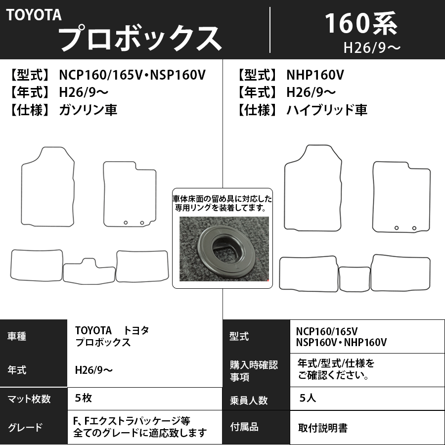 フロアマット トヨタ TOYOTA プロボックス PROBOX 160系 H26/9~ カーマット 抗菌 抗ウイルス 消臭 エコノミータイプ
