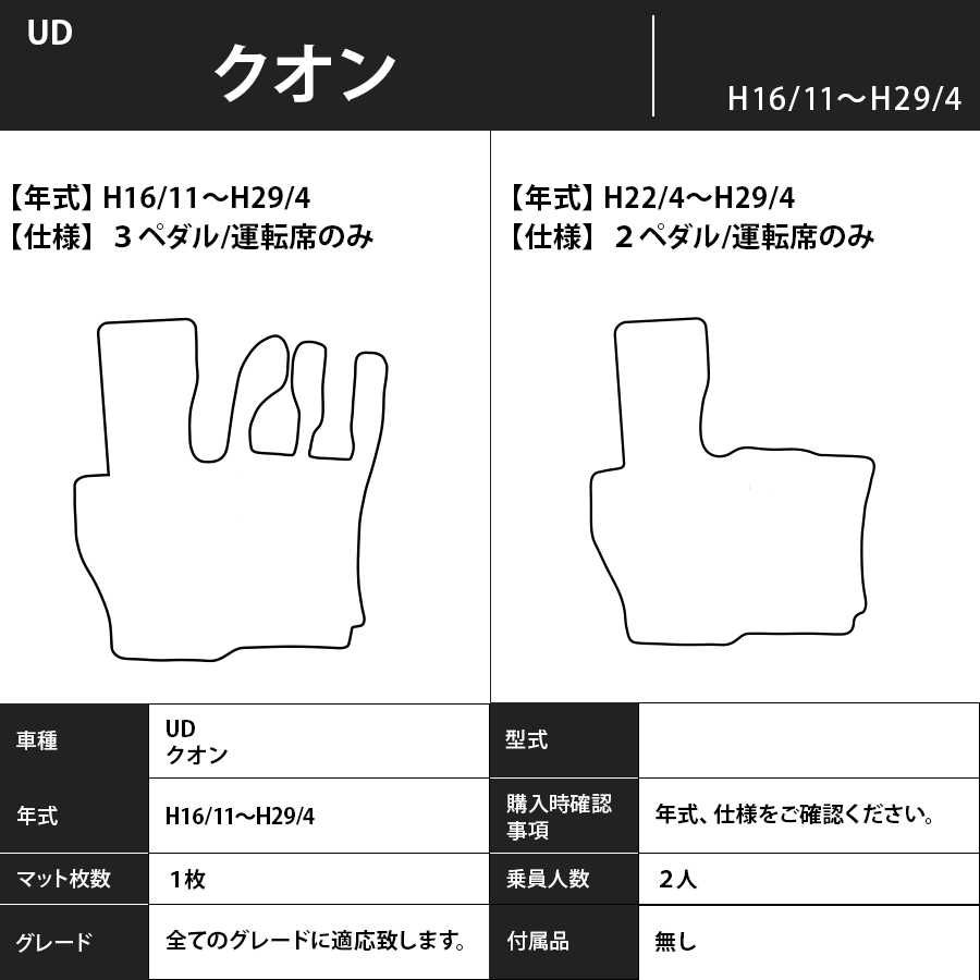 フロアマット UD クオン H16/11~H29/4 運転席のみ カーマット 抗菌 抗ウイルス 消臭 エコノミータイプ