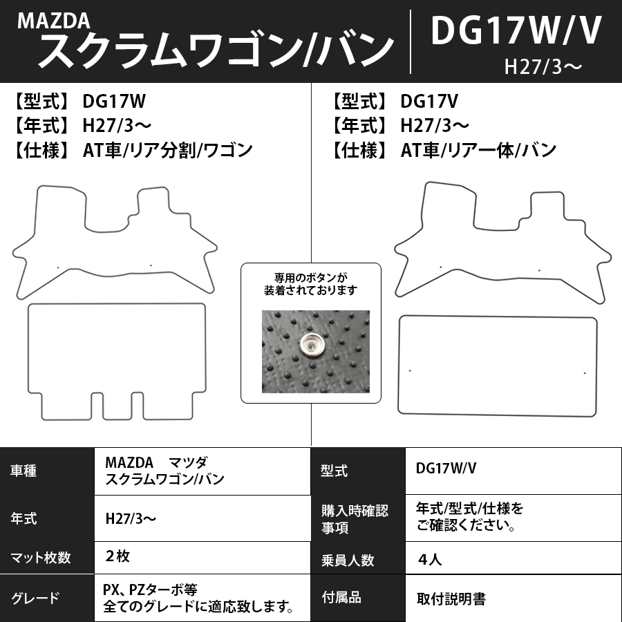 フロアマット マツダ MAZDA スクラムワゴン DG17W/17V H27/3~ カーマット 抗菌 抗ウイルス 消臭 エコノミータイプ