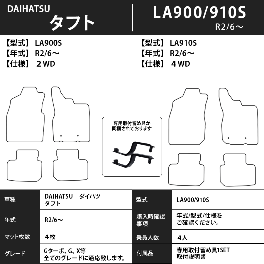 フロアマット　ダイハツ　DAIHATSU　タフト　LA900/910S　R2/6～　カーマット　抗菌　抗ウイルス　消臭 　エクセレントタイプ