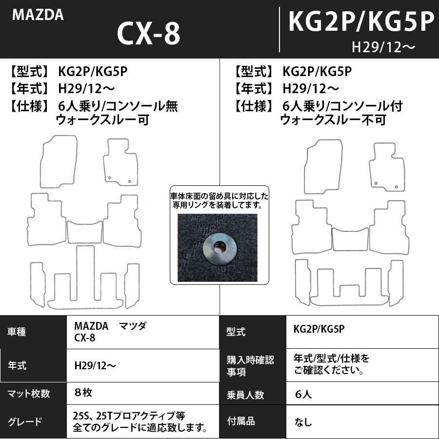 フロアマット　マツダ　MAZDA　ＣＸ-8　KG2P/KG5P　H29/12～R6/1　 カーマット　抗菌　抗ウイルス　消臭　スタンダードタイプ