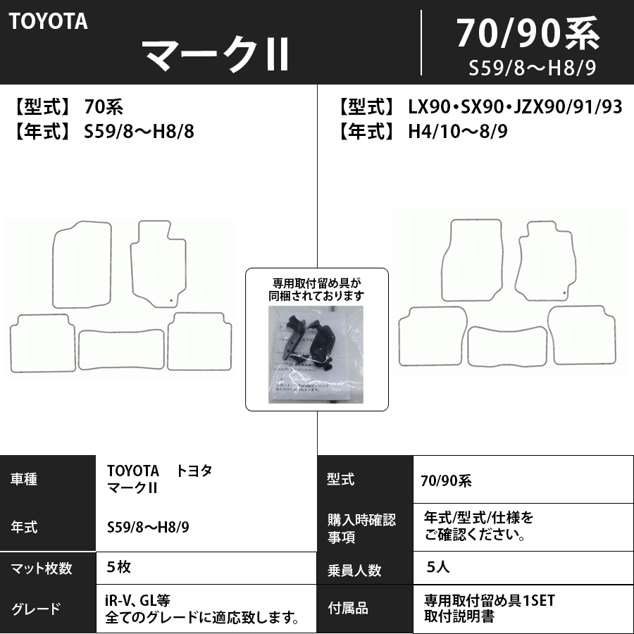 フロアマット トヨタ TOYOTA マークII MARK2 70/90/100系 S59/8~H16/11 カーマット 抗菌 抗ウイルス 消臭 エコノミータイプ