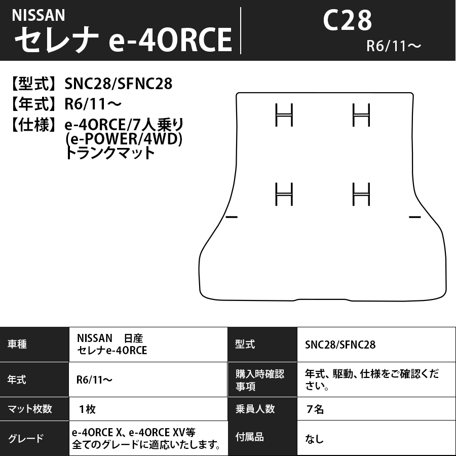 フロアマット　日産　NISSAN　セレナ　SERENA　C28　R4/11～　カーマット　抗菌　抗ウイルス　消臭　トランクマット付　プレミアムタイプ